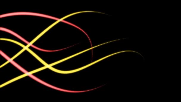 Yellow Red Glowing Lines Curved Motion Flowing One Side Other — Stock Video