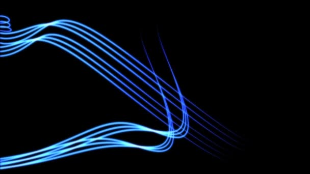 Líneas Azules Brillantes Movimiento Abstracto Que Fluyen Lado Otro — Vídeos de Stock