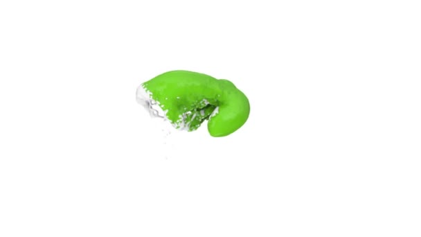 Barva Dlaze Zelená Bílá Barvy Kolize Pomalém Pohybu Formě Kuličky — Stock video