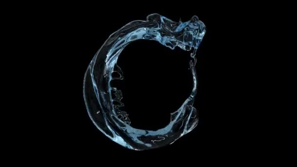 Open Ring Light Blue Water Flowing Rotating Isolated Black Background — Stock Video