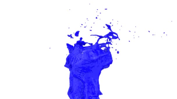 Blauwe Kleur Splash Dynamische Super Slow Motion Geïsoleerd Wit — Stockvideo