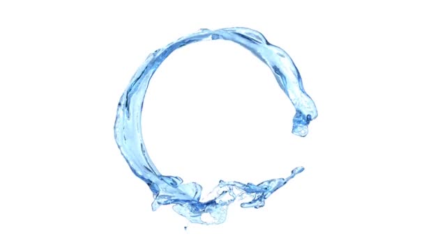 Турбулентна Блакитна Вода Тече Колу Проти Годинникової Стрілки Ізольована Білому — стокове відео