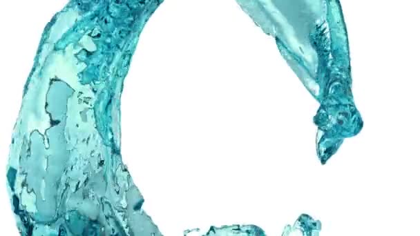 Ring Van Blauw Water Spatten Stromend Slow Motion — Stockvideo