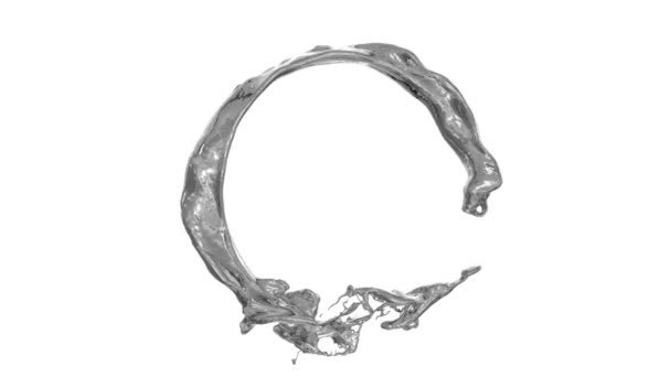 逆时针绕圆流动的液态金属 在白色背景上隔离 — 图库视频影像