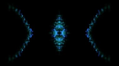 Akan harekette mavi ve turkuaz parçacıkların soyut aynalı arka planı