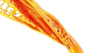 Beyaz arka plan üzerinde izole yavaş çekimde akan karışık sarı ve kırmızı boya