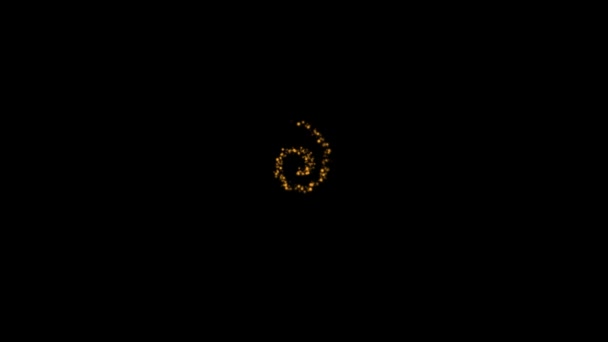 Voe Espiral Mística Feita Esferas Douradas Brilhantes Sobre Fundo Preto — Vídeo de Stock