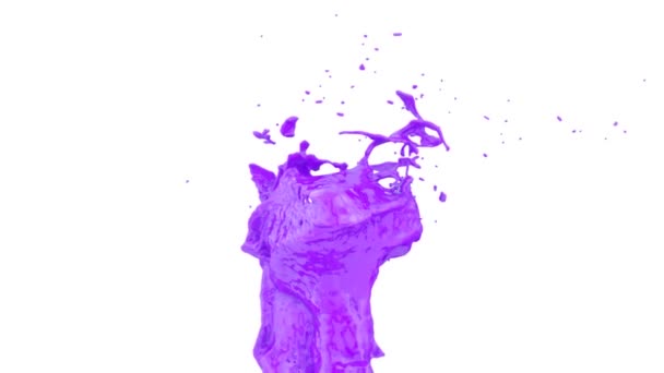 Spruzzo Colore Viola Dinamico Super Slow Motion Isolato Sul Bianco — Video Stock