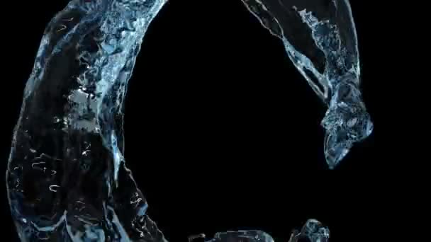 Ring Van Blauw Water Spatten Stromend Slow Motion — Stockvideo