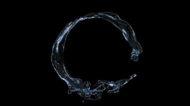 Saat yönünün tersine daire içinde akan, siyah arka plan üzerinde izole edilmiş çalkantılı mavi su. 