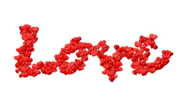 Amor Escrito Com Balões Coração Desaparece Voa Para Longe Isolado — Vídeo de Stock