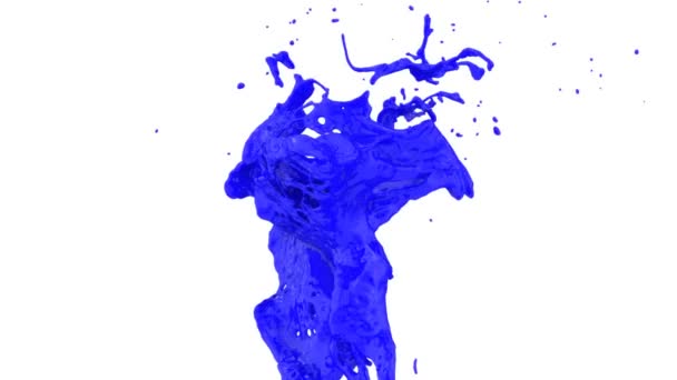 Blauwe Kleur Duik Abstract Slow Motion Geïsoleerd Wit — Stockvideo