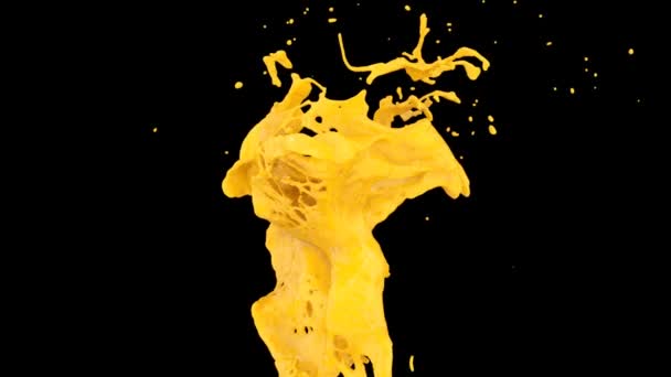 Orange Color Splashing Abstract Slow Motion Isolated Black — Stock Video