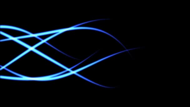 Lignes bleues incandescentes dans le mouvement ondulé qui coule d'un côté à l'autre 