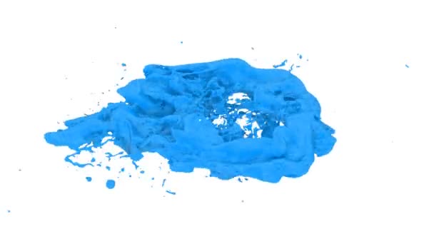 Anillo Horizontal Color Azul Claro Transforma Turbulentamente Gota Aislado Sobre — Vídeos de Stock