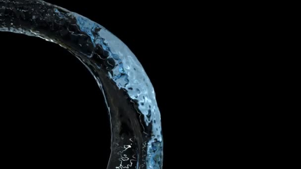 水背景 浅蓝色水以慢动作流动 在黑色上隔离 — 图库视频影像