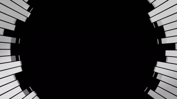 円形展開金属ストライプの背景アニメーション 中央に 黒で隔離 — ストック動画