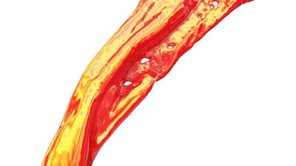 Gemischte Rote Und Gelbe Farbe Die Wellenförmigen Bewegungen Fließt Isoliert — Stockvideo