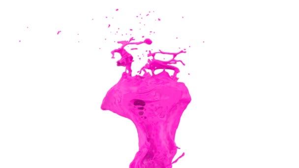 Abstract Roze Verf Splash Super Slow Motion Geïsoleerd Wit — Stockvideo