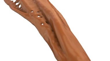 Beyaz arka plan üzerinde izole akan karamel krem, yakın çekim görünümü