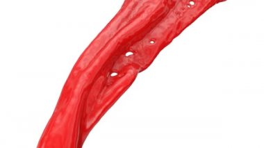 Dalgalı akan kırmızı renk, beyaz arka plan üzerinde izole