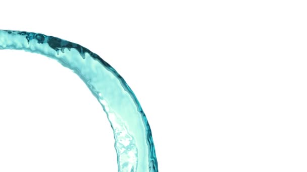 Pierścień Niebieskim Rozpryskiwania Wody Płynący Zwolnionym Tempie — Wideo stockowe