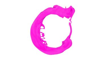 Beyaz arka plan üzerinde izole pembe boya akan ve dönen açık halka