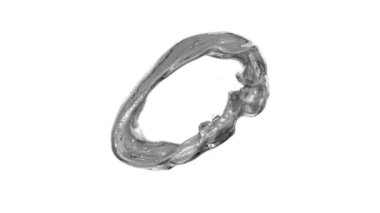 Sıvı metal formları topu sıçrama halkası, beyaz arka plan üzerinde izole