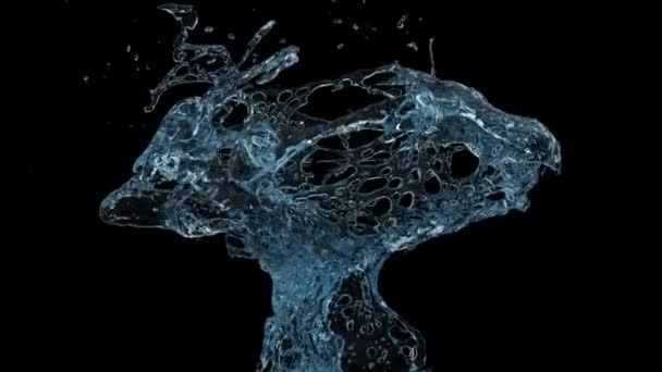 浅蓝色水在慢动作中飞溅 在黑色背景上隔离 — 图库视频影像