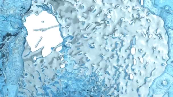 Światło Niebieskie Rozpryskiwania Wody Ekranie Kamery Fly Izolowane Białym Tle — Wideo stockowe