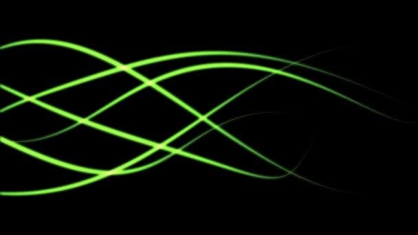 Green Glowing Lines Wavy Motion Flowing One Side Other — Stock Video