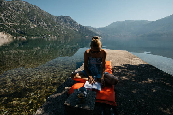 COTOR BAY MONTENEGRO-july 5, camping on small beach without people
