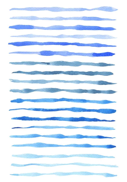 Beyaz Bir Arka Plan Üzerinde Izole Mavi Suluboya Satırlar — Stok fotoğraf