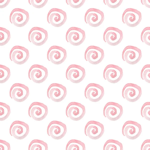 Abstract Aquarel Naadloze Patroon Met Roze Spiralen Een Witte Achtergrond — Stockfoto