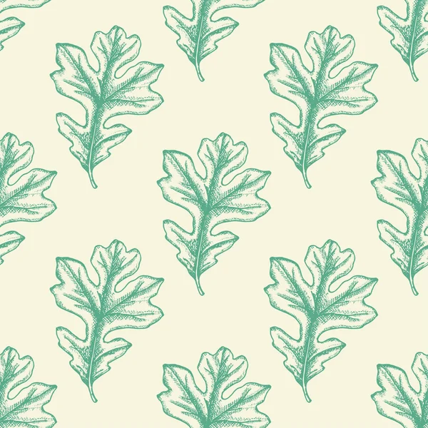 Patrón Sin Costuras Otoño Con Hojas Roble Verde Fondo Vectorial — Archivo Imágenes Vectoriales