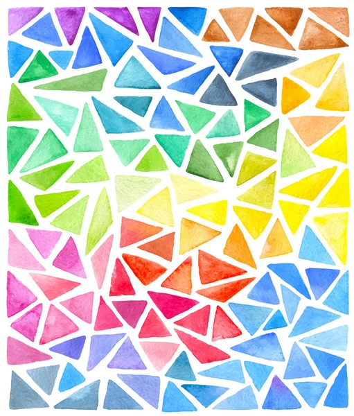 Sada Jasných Vektorových Akvarelových Trojúhelníků Izolovaných Bílém Pozadí Ručně Kreslené — Stockový vektor