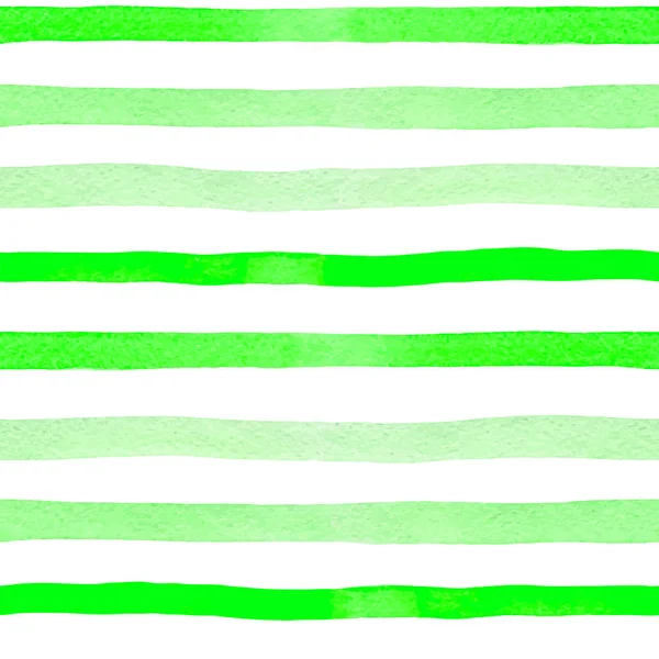 Υδατογραφία Ριγέ Αδιάλειπτη Μοτίβο Φωτεινές Πράσινες Γραμμές Λευκό Φόντο Χειροκίνητη — Διανυσματικό Αρχείο