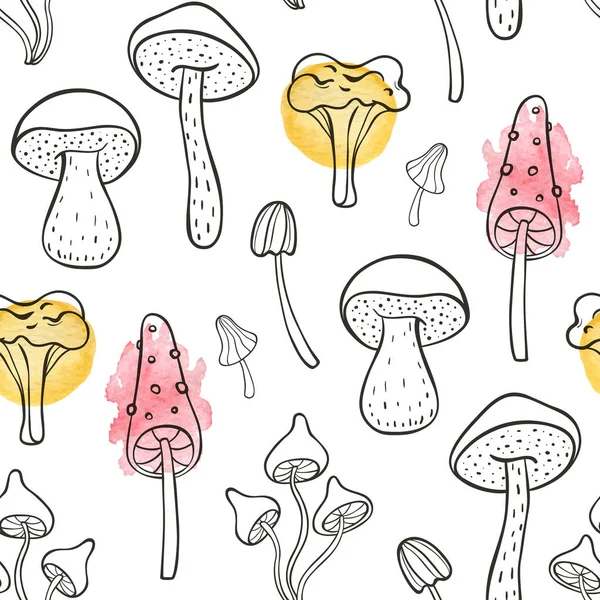 Autumn seamless pattern with forest mushrooms — Stock Vector