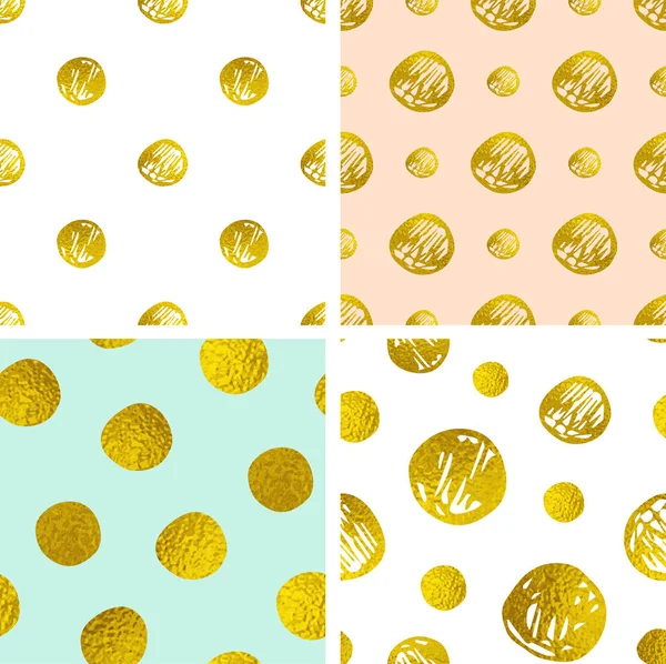 Set Van Naadloze Patronen Vector Met Gouden Cirkels Decoratieve Abstracte — Stockvector