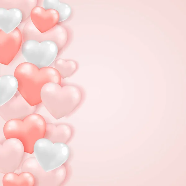 Bandiera Festa San Valentino Con Cuori Rosa Bianchi Uno Sfondo — Vettoriale Stock
