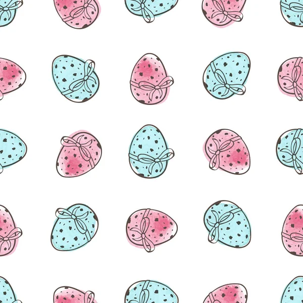 Patrón Sin Costura Pascua Garabato Dibujado Mano Con Huevos Sobre — Archivo Imágenes Vectoriales