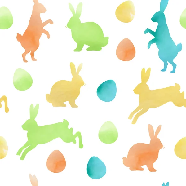 Akwarela Wielkanoc bezszwowe wzór z królikami — Wektor stockowy