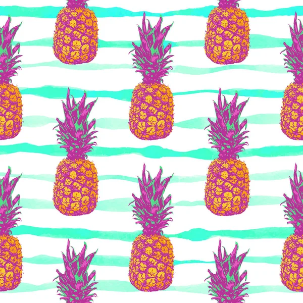 Letní tropický vzorek s ananas — Stockový vektor