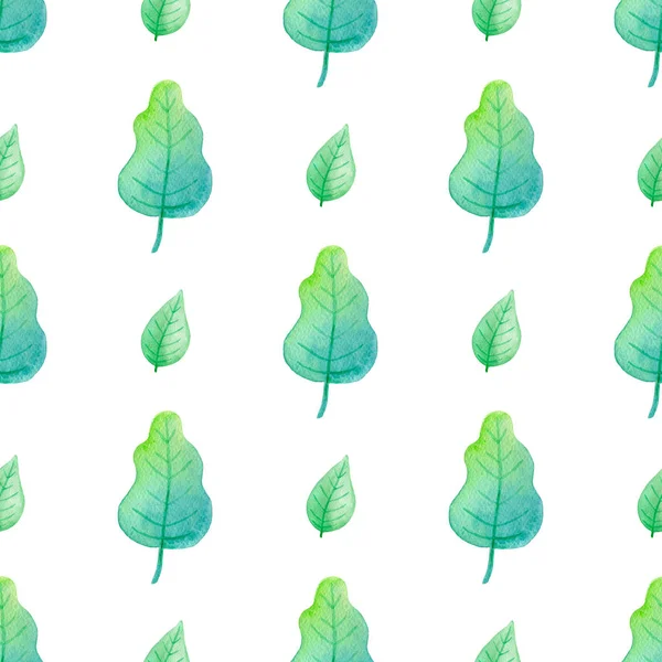Patroon met aquarel eikenbladeren — Stockfoto