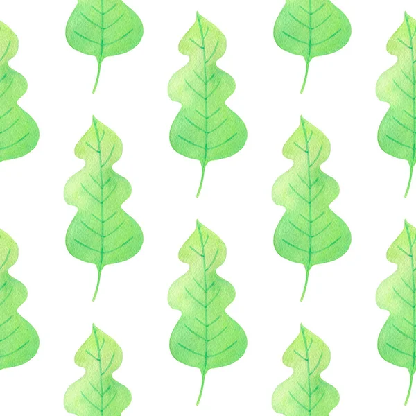 Pattern with green oak leaves — Stock Photo, Image