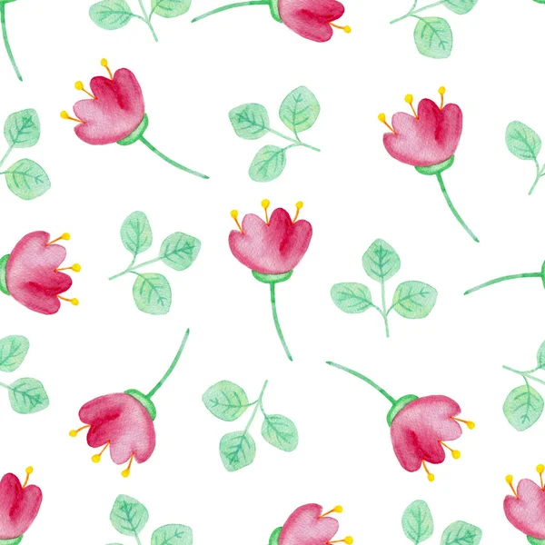 Floral seamless pattern with pink flowers — Stock Photo, Image