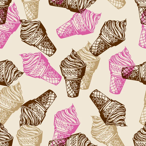 Dondurma ile Vintage dikişsiz desenler — Stok Vektör