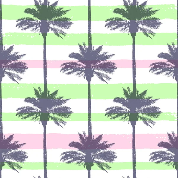 Seamless pattern with palms and strips — Stock Vector