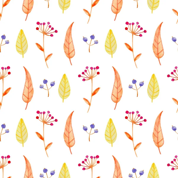 Pattern with orange leaves and berry. — Stock Photo, Image