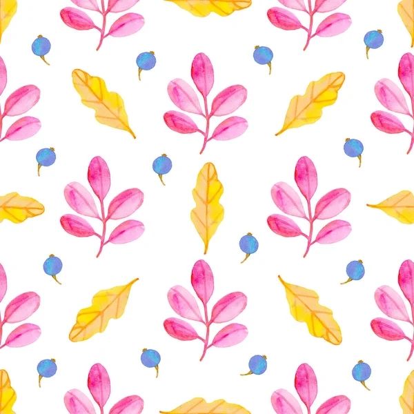 Watercolor autumn floral seamless pattern